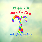 Rainbow Candy Canes kerst Raamsticker (Vel 3)