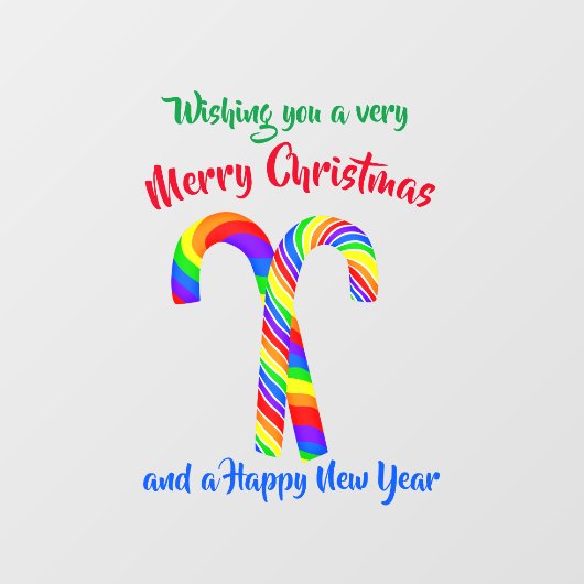 Rainbow Candy Canes kerst Raamsticker (Vel)