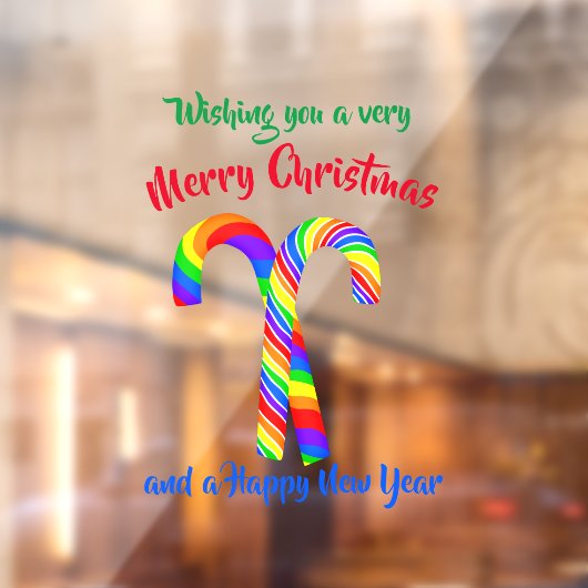 Rainbow Candy Canes kerst Raamsticker (Vel 2)
