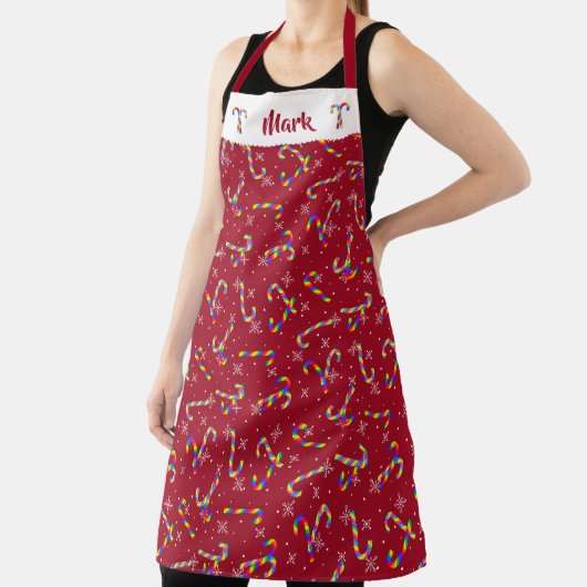 Rainbow Candy Canes kerst Schort (Insitu)