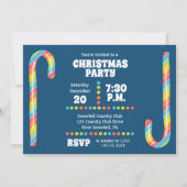 Rainbow Candy Canes Navy Blue Kerstfeest Kaart (Voorkant)