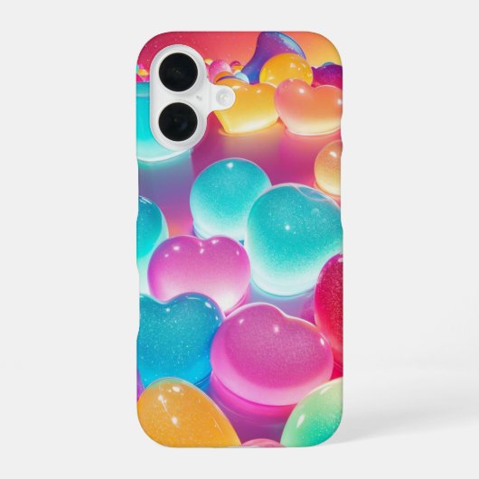 Rainbow Candy Hearts Phone Case iPhone 16 Hoesje (Achterkant)