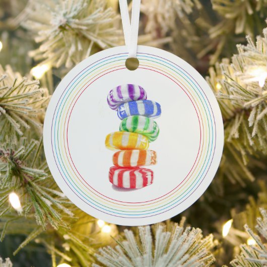 RAINBOW CANDY Metaal Cirkel Ornament (Insitu)