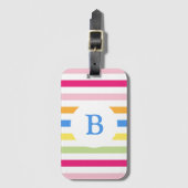 Rainbow Candy Stripes Modern Monogram Bagagelabel (Voorkant (verticaal))