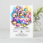 Rainbow Candyland bewerkbare verjaardag Kaart (Staand voorkant)
