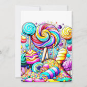 Rainbow Candyland bewerkbare verjaardag Kaart (Achterkant)