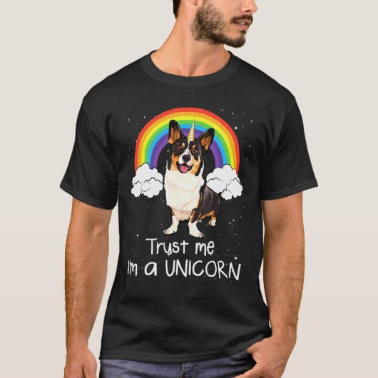 Rainbow Cardigan Welsh Corgi vertrouwt me op een u T-shirt (Voorkant)