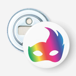 Rainbow Carnaval Mask Button Flesopener