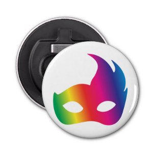 Rainbow Carnaval Mask Button Flesopener