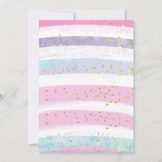 Rainbow Carousel Birthday Uitnodiging (Achterkant)