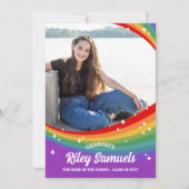 Rainbow Cartoon Sparkles 5 foto's Afstuderen Aankondiging (Voorkant)