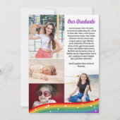 Rainbow Cartoon Sparkles 5 foto's Afstuderen Aankondiging (Achterkant)