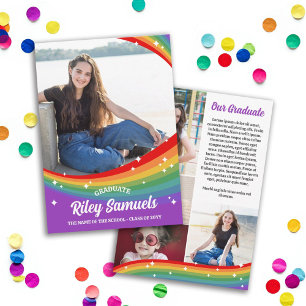 Rainbow Cartoon Sparkles 5 foto's Afstuderen Aankondiging