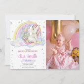Rainbow Castile Unicorn Invitations met foto Kaart (Voorkant)