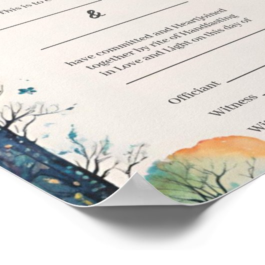 Rainbow Castle Garden Path Handfasting Certificaat Poster (Hoek)