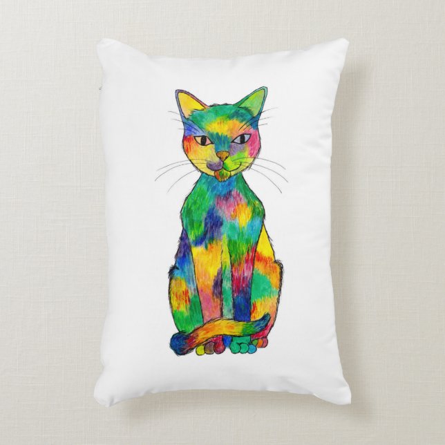 Rainbow Cat accentkussen Decoratief Kussen (Voorkant(Verticaal))