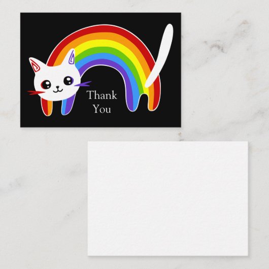 Rainbow Cat bedankt kaart Notitiekaartje (Voorkant / Achterkant)