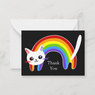 Rainbow Cat bedankt kaart Notitiekaartje