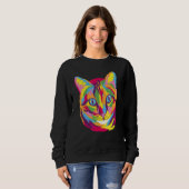 Rainbow Cat Cool Retro Fun Weird Bizarre Art Trui (Voorkant volledig)