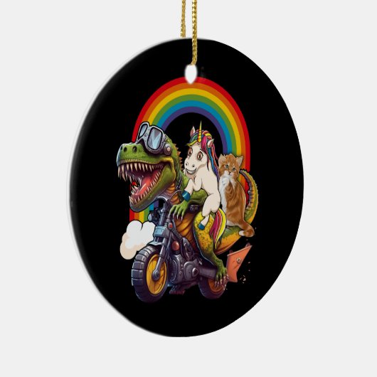 Rainbow Cat Eenhoorn Dinosaurus T Rex Kitten Lover Keramisch Ornament (Rechts)
