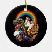 Rainbow Cat Eenhoorn Dinosaurus T Rex Kitten Lover Keramisch Ornament (Voorkant)