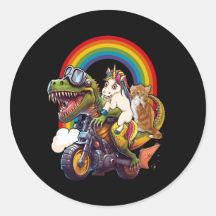 Rainbow Cat Eenhoorn Dinosaurus T Rex Kitten Lover Ronde Sticker