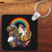 Rainbow Cat Eenhoorn Dinosaurus T Rex Kitten Lover Sleutelhanger (Achterkant)