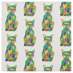 Rainbow Cat Fabric Stof