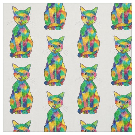 Rainbow Cat Fabric Stof (Swatch)