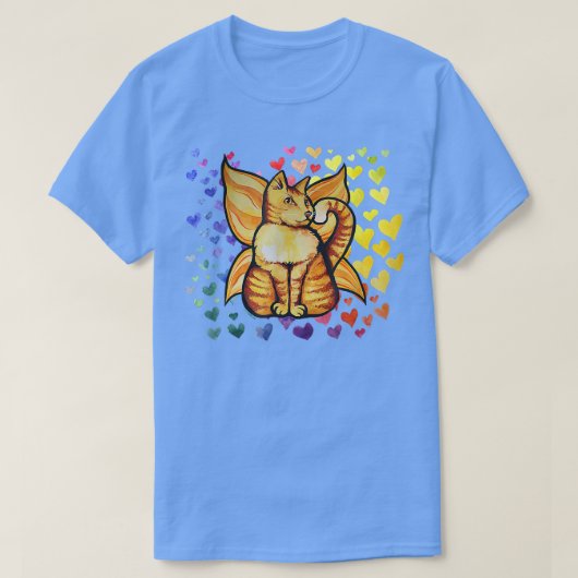 Rainbow Cat Fairy Love Hearts Cute T-shirt (Design voorkant)