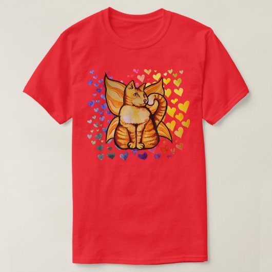 Rainbow Cat Fairy Love Hearts Cute T-shirt (Design voorkant)