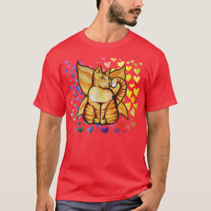 Rainbow Cat Fairy Love Hearts Cute T-shirt