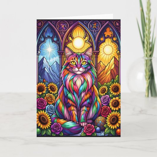 rainbow cat greeting card kaart (Voorkant)