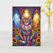 rainbow cat greeting card kaart (Gele Bloem)