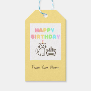 Rainbow Cat & Happy Birthday Gift Labels Cadeaulabel