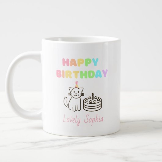Rainbow&Cat Happy Birthday Grote Koffiekop (Links)