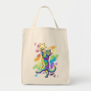 Rainbow Cat in Space door Carrie Michael Tote Bag