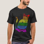 Rainbow Cat Kat Mandala Lotus Flower Yoga Medita T-shirt (Voorkant)