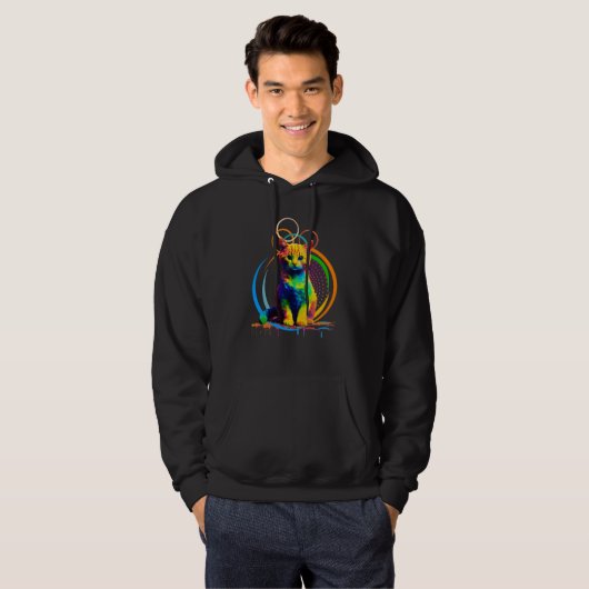 Rainbow Cat - Kleurrijke en leuke kattenkunst Hoodie (Voorkant volledig)