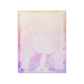 Rainbow Cat Lined Stationery - Roze Gereguleerde K Notitieblok (Linkerzijde)