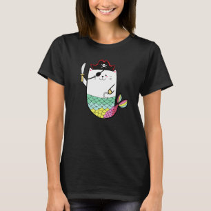 Rainbow Cat Mermaid, die een halloween Pirate Cos  T-shirt