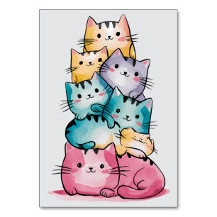 Rainbow Cat Naam Kaarten - Kleurrijke Cartoon Cat