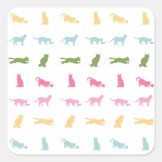 Rainbow Cat Pattern Vierkante Sticker (Voorkant)