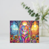 rainbow cat postcard briefkaart (Staand voorkant)