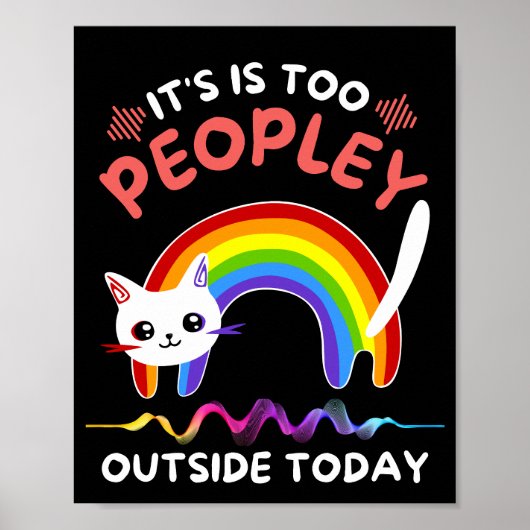 Rainbow Cat Poster, Rainbow Art Funny Cat Lover Poster (Voorkant)