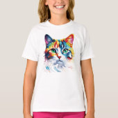 Rainbow Cat Print Kinder T-shirt met korte mouwen  (Voorkant)