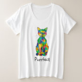 Rainbow Cat Purrfect Plus Size T-Shirt (Design voorkant)