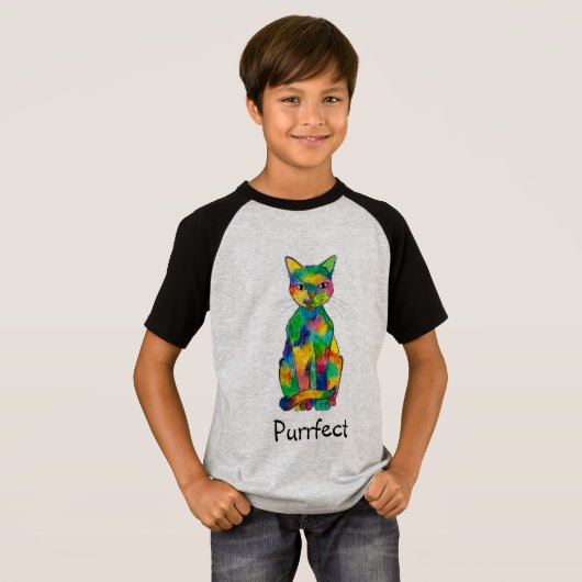 Rainbow Cat Purrfect T-Shirt (Kind) (Voorkant volledig)