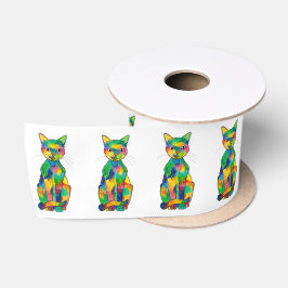 Rainbow Cat Ribbon Satijnen Lint