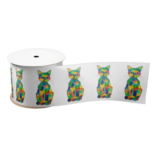 Rainbow Cat Ribbon Satijnen Lint (Spoel)
